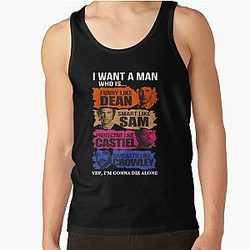 Supernatural Tank Tops - Classic I-want-a-man-who-is-Funny-like-Dean-Smart-like-Sam Tank Top
