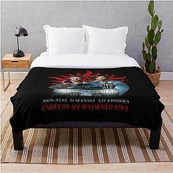 Supernatural Blanket - Supernatural Family dont end with Blood 4R Throw Blanket