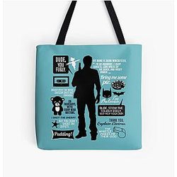 Supernatural Bags - Dean Winchester Quotes All Over Print Tote Bag