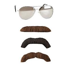 Adult Super Troopers Mustache and Sunglasses Kit, Self-Adhesive Mustaches and Aviator Shades