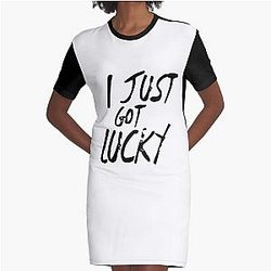 Sykkuno Merch Sykkuno I Just Got Lucky Graphic T-Shirt Dress