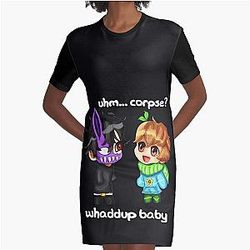 Corpse Husband and Sykkuno Chibi Graphic T-Shirt Dress