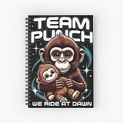Team Punch Monkey Ride Y2K Streetwear Monkey T-Shirt Design Spiral Notebook