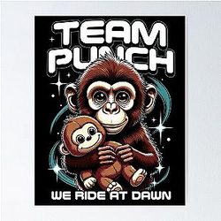 Team Punch Monkey  Y2K Streetwear Monkey T-Shirt Design Poster