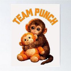 Team Punch Monkey Japanese Meme Poster