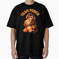 Team Punch Monkey Japanese Meme Oversized T-Shirt