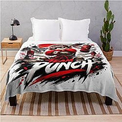 Team Punch Monkey Boxer Bold Street Style Graphic Throw Blanket