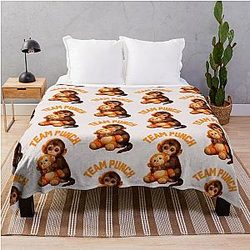 Team Punch Monkey Japanese Meme Throw Blanket