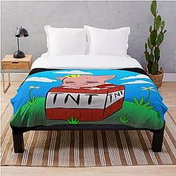 Technoblade Bedding Sets - Technoblade sleeping on TNT Throw Blanket RB0206