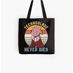 Technoblade Bags - Retro Style Technoblade Merch Cosplay Boys Girls All Over Print Tote Bag RB0206