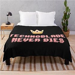 Technoblade Blankets – Technoblade Never Dies Crown Throw Blanket