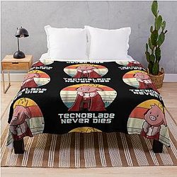 Technoblade Blankets – Technoblade Never Dies Retro Throw Blanket