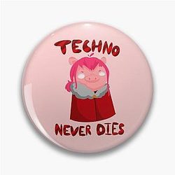 Technoblade Pins - Techno Never Dies Funny Pig Drawing Clothes Metal Button Pin
