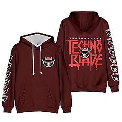 Technoblade Logo Printed Double Sides Maroon Pullover Hoodie