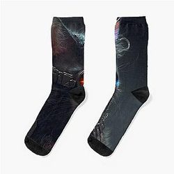 The Terminator Cat Canvas Print Colorful Modern Digital Art Socks