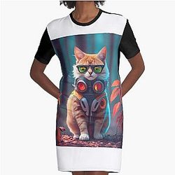 The Terminator Cat Graphic T-Shirt Dress