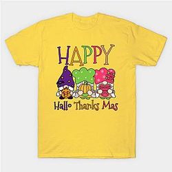 Happy Hallo Thanks Mas, Funny Holiday Combo, Funny gnome, Halloween, thanksgiving and Christmas t-shirts T-Shirt TP1201