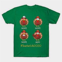 Funny Thanksgiving Teacher life 2020 Turkey wearing mask wrong T-Shirt TP1201
