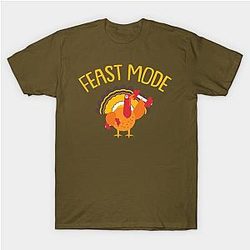 Feast Mode Turkey Weight Lifting Funny Thanksgiving T-Shirt TP1201