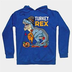 Dinosaur Thanksgiving Turkey Saurus T Rex Pilgrim Kids Boys Hoodie TP1701