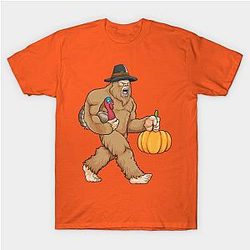 Bigfoot Thanksgiving Funny Sasquatch Turkey Pilgrim Pumpkin T-Shirt TP1201
