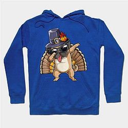 Thanksgiving T shirt for Boys Men Dabbing Pug Turkey Hoodie TP1701