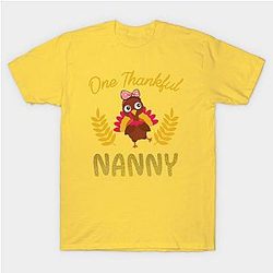 Turkey One Thankful Nanny Grandma Thanksgiving Fall T-Shirt TP1201