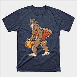 Thanksgiving Bigfoot With Pumpkin And Turkey Gift T-Shirt TP1201