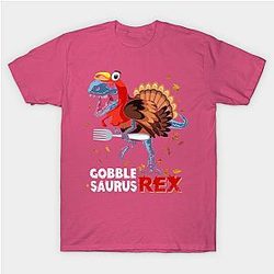 Thanksgiving Funny Dinosaur Dinner With Turkey Cute Costume T-Shirt TP1201