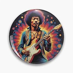 Jimmy Hendrix and guitar Pin