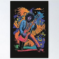 Hendrix and his Guitar Poster