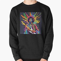 Psychedelic Jimmy Hendrix and his Guitar Pullover Sweatshirt