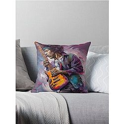 Jimi Hendrix - Reinventing The Guitar 2 Throw Pillow