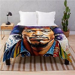Jimmi Hendrix Portrait Painting Art Throw Blanket