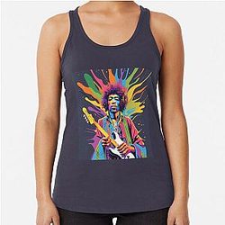 Psychedelic Jimmy Hendrix and his Guitar Racerback Tank Top