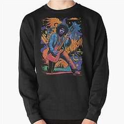 Hendrix and his Guitar Pullover Sweatshirt