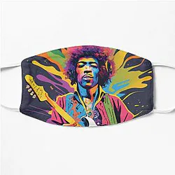 Psychedelic Jimmy Hendrix and his Guitar Flat Mask