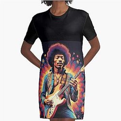 Jimmy Hendrix and guitar Graphic T-Shirt Dress