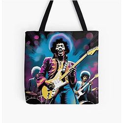 Funky Jam: Purple Hues and Hendrix All Over Print Tote Bag