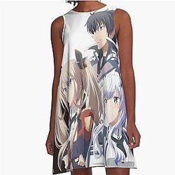 The Misfit of Demon King Academy with a Black and White background A-Line Dress