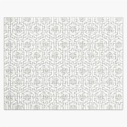 Overlook Hotel Carpet - White Chalk & Dove on Shell - Hexagon Design - The Shining Jigsaw Puzzle