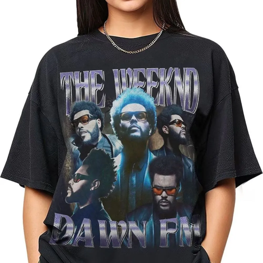 ミュージシャン The Weeknd Dawn FM Portrait Tee 5.jpg