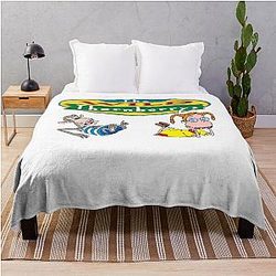 The Wild Thornberrys cartoon with journey of the characters in the Trippy Forest Throw Blanket
