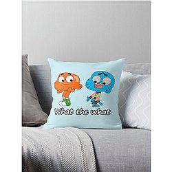 The amazing world of Gumball, Gumball and Darwin, What the what  Throw Pillow