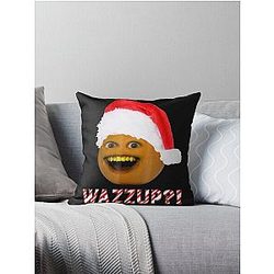 Annoying Orange Smiling with Santa Hat Throw Pillow