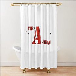 The A-Team Red Text Bullet Holes Shower Curtain