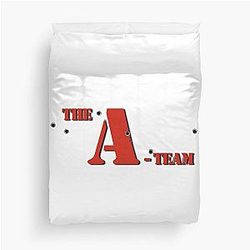 The A Team - Red Text - Bullet Holes Duvet Cover