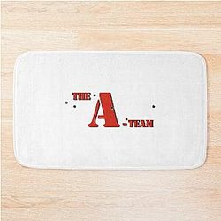 The A-Team Red Text Bullet Holes Bath Mat