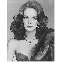 Jaclyn Smith 8 Inch x 10 Inch Photo Charlie's Angels The Bourne Identity Rage of Angels B&W Strapless Fur Over Shoulder Dress