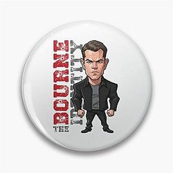 Funny caricature of Matt Damon in The Bourne Identity Pin he was here